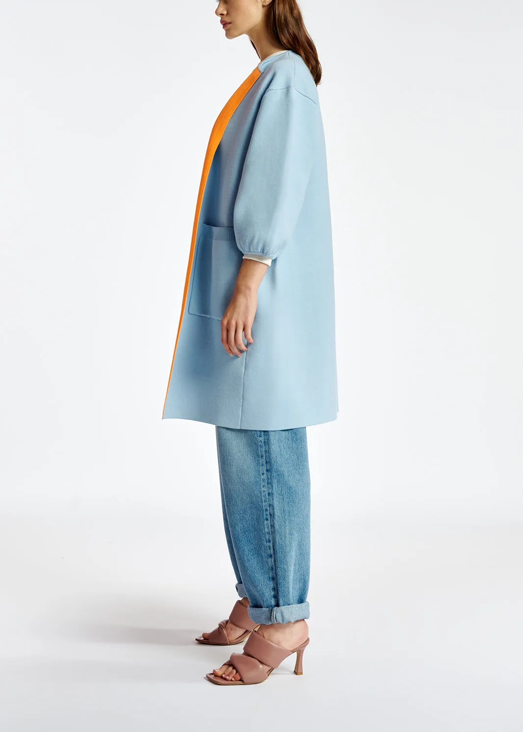 Light blue oversized knit coat