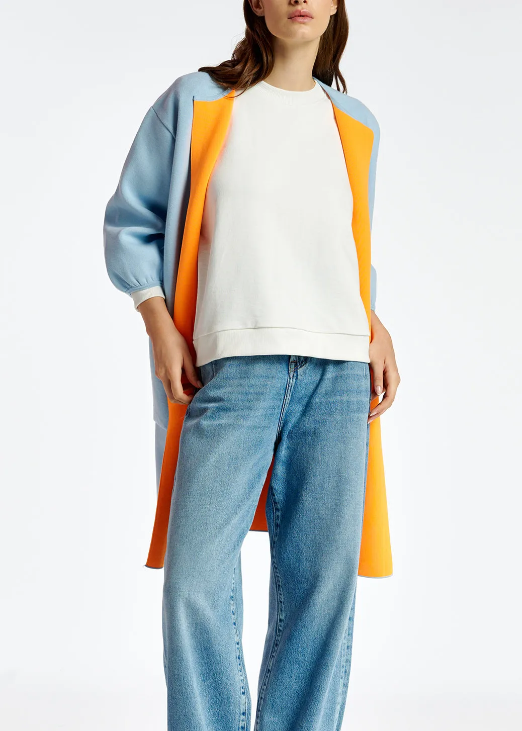 Light blue oversized knit coat