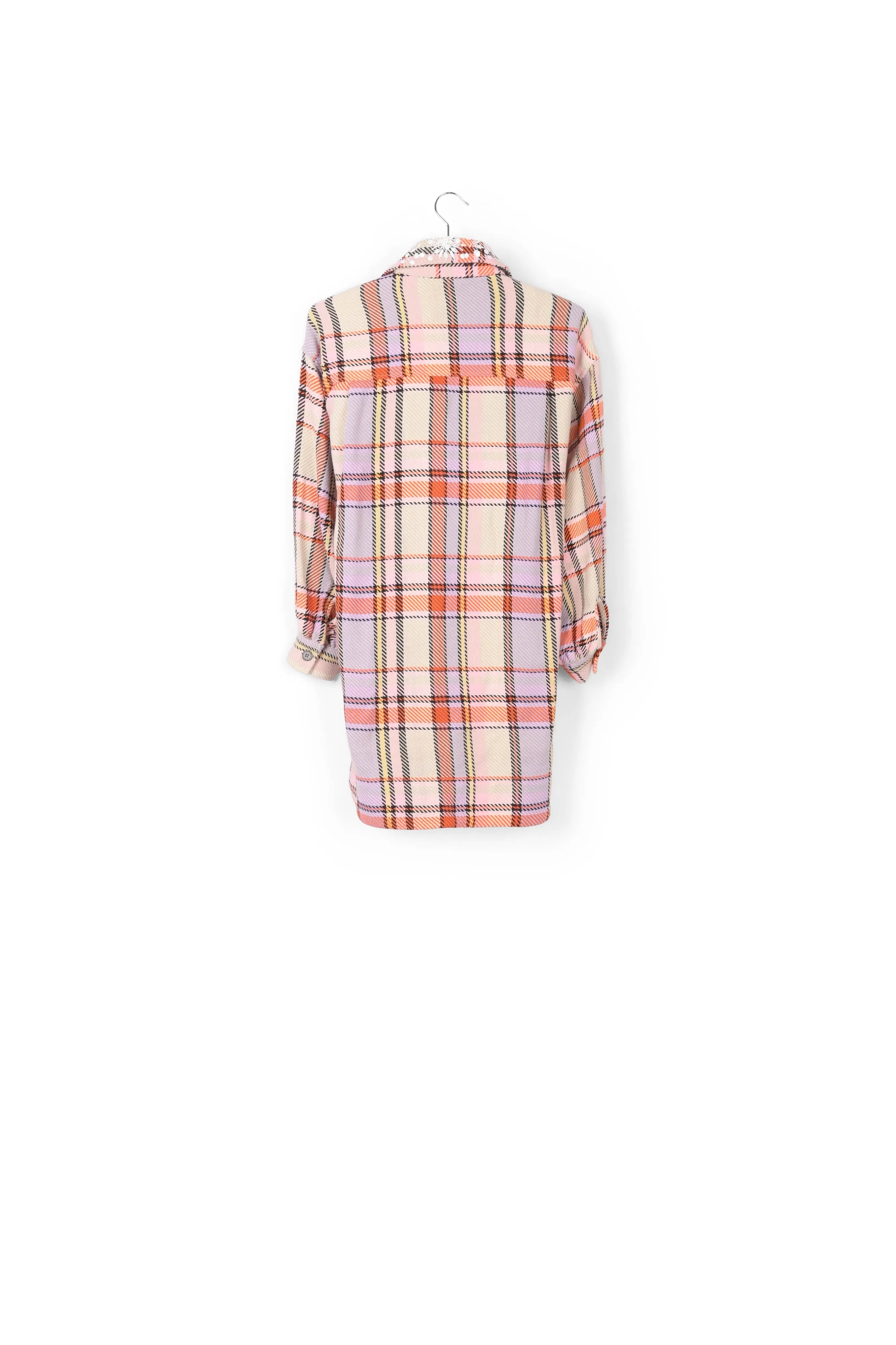 Lilac, orange and light pink checked shirt jacket