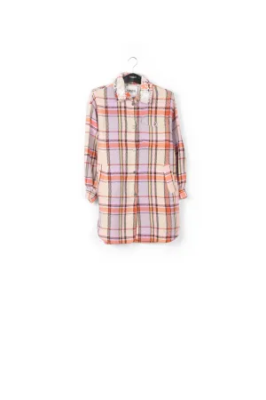 Lilac, orange and light pink checked shirt jacket