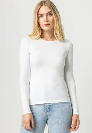 Lilla P Long Sleeve Crew Tee, White/Heather Grey
