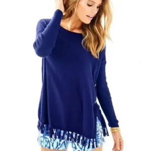 LILLY PULITZER- Ramona Fringe Sweater Navy
