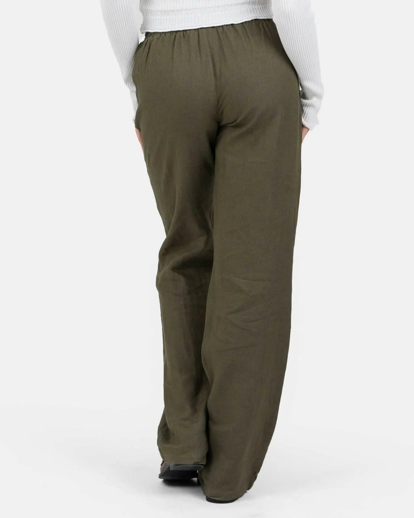 Linen Pants High-waisted Army