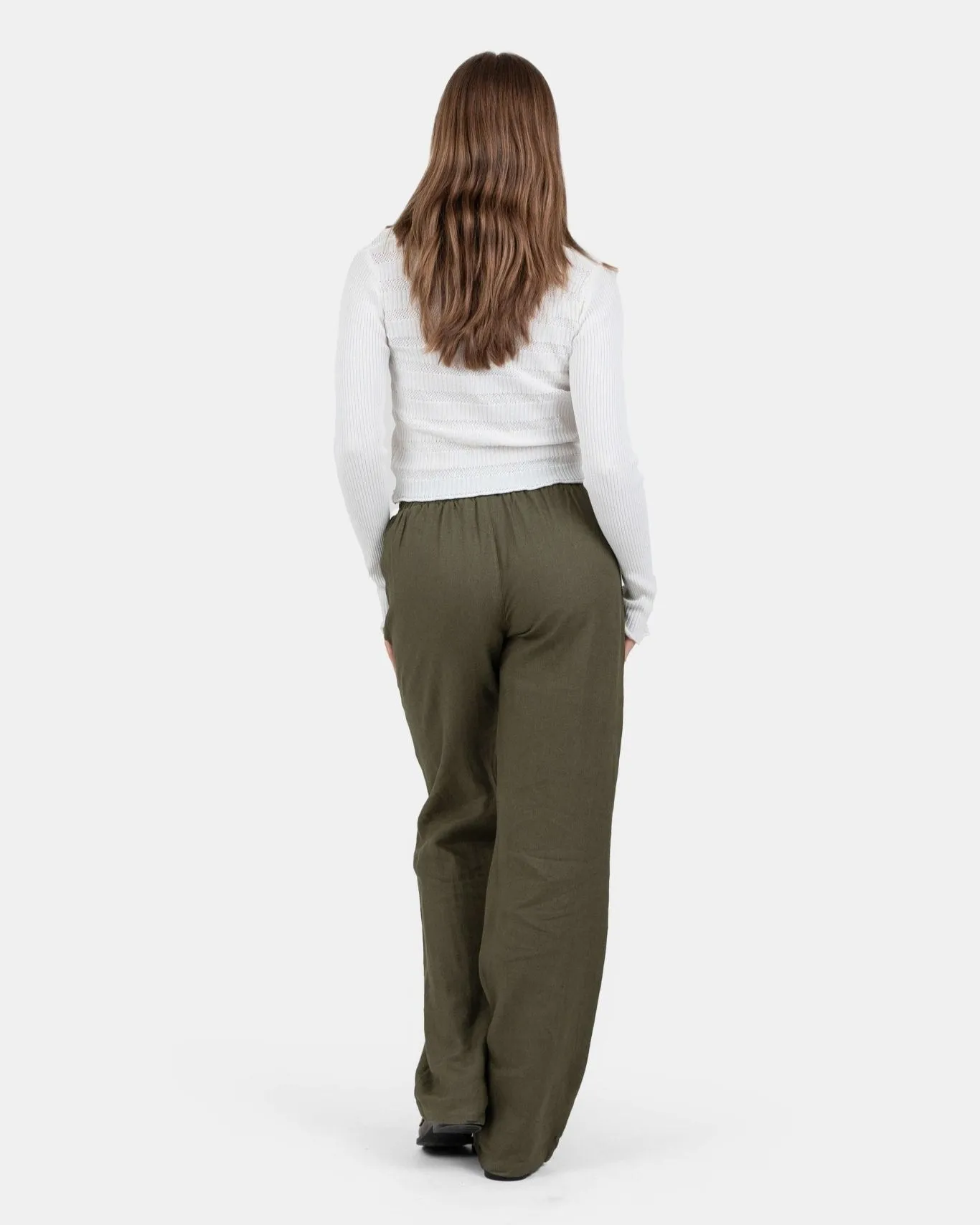 Linen Pants High-waisted Army