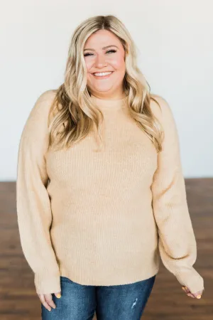 Live A Little Knit Sweater- Light Khaki