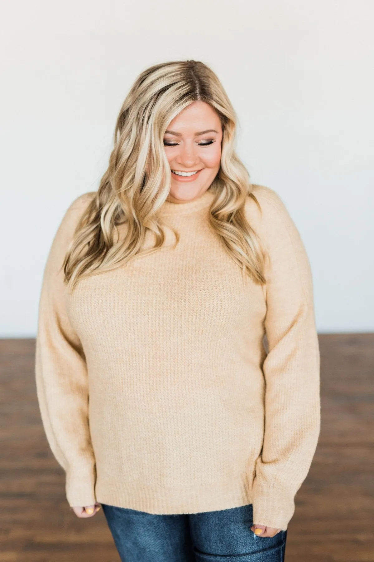 Live A Little Knit Sweater- Light Khaki