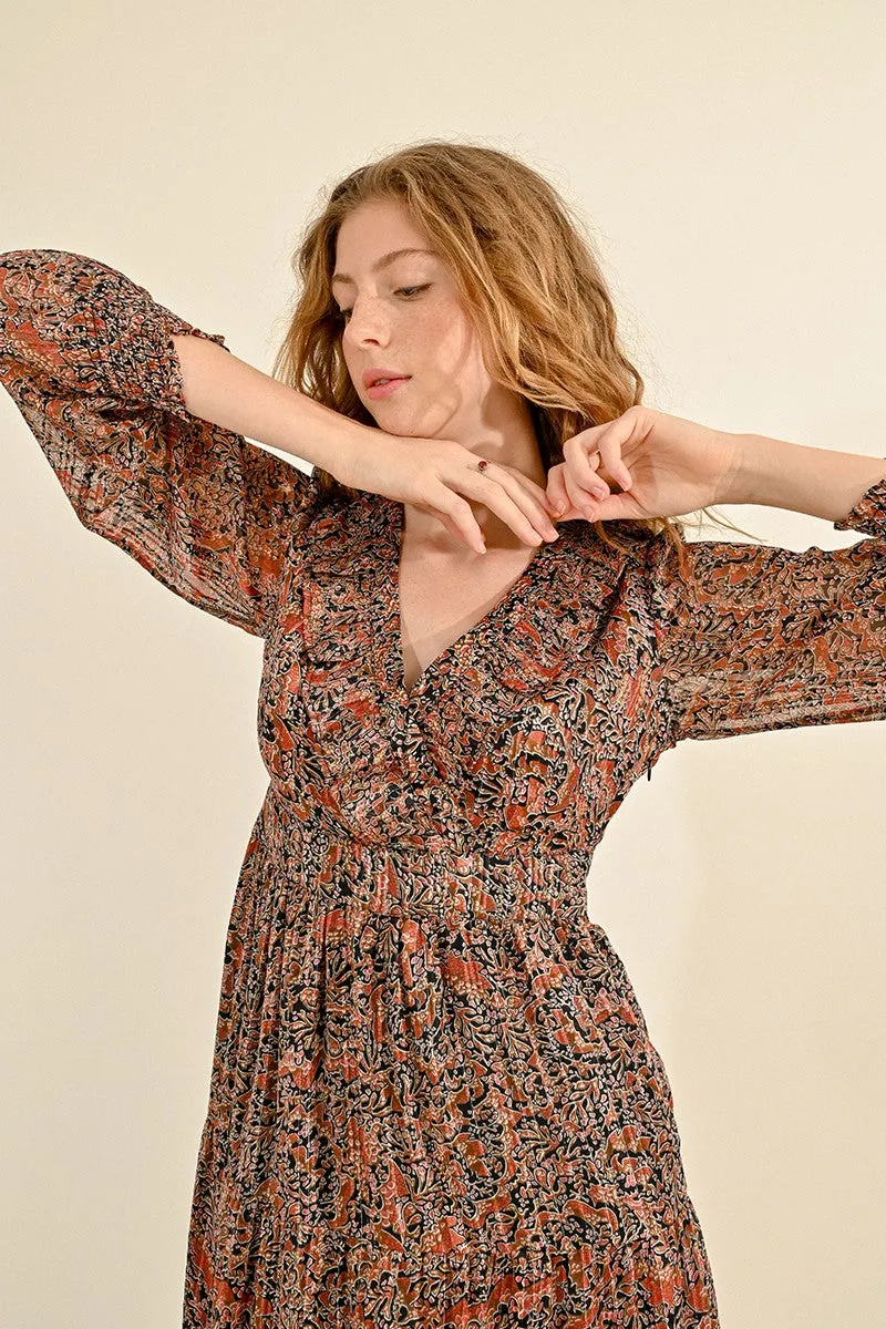 LONG PRINTED DRESS, IN TRANSPARENCY
