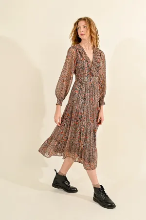 LONG PRINTED DRESS, IN TRANSPARENCY