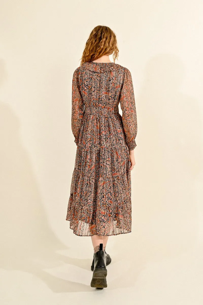 LONG PRINTED DRESS, IN TRANSPARENCY