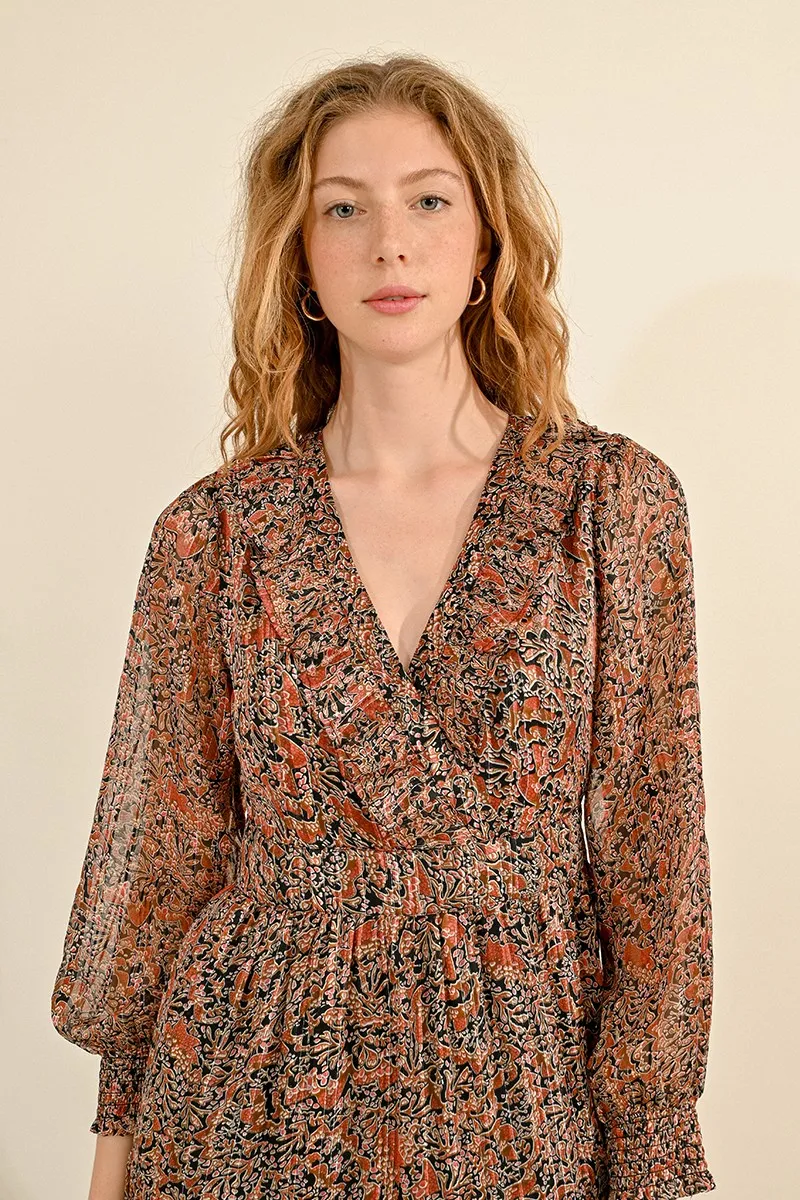 LONG PRINTED DRESS, IN TRANSPARENCY