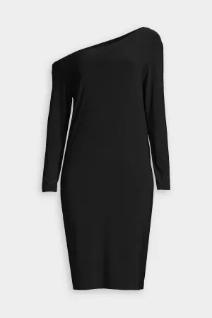 Long Sleeve Drop Shoulder Dress in Black
