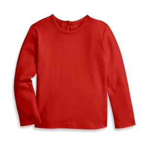Long Sleeve Girl's Pima Everyday Tee -- Red