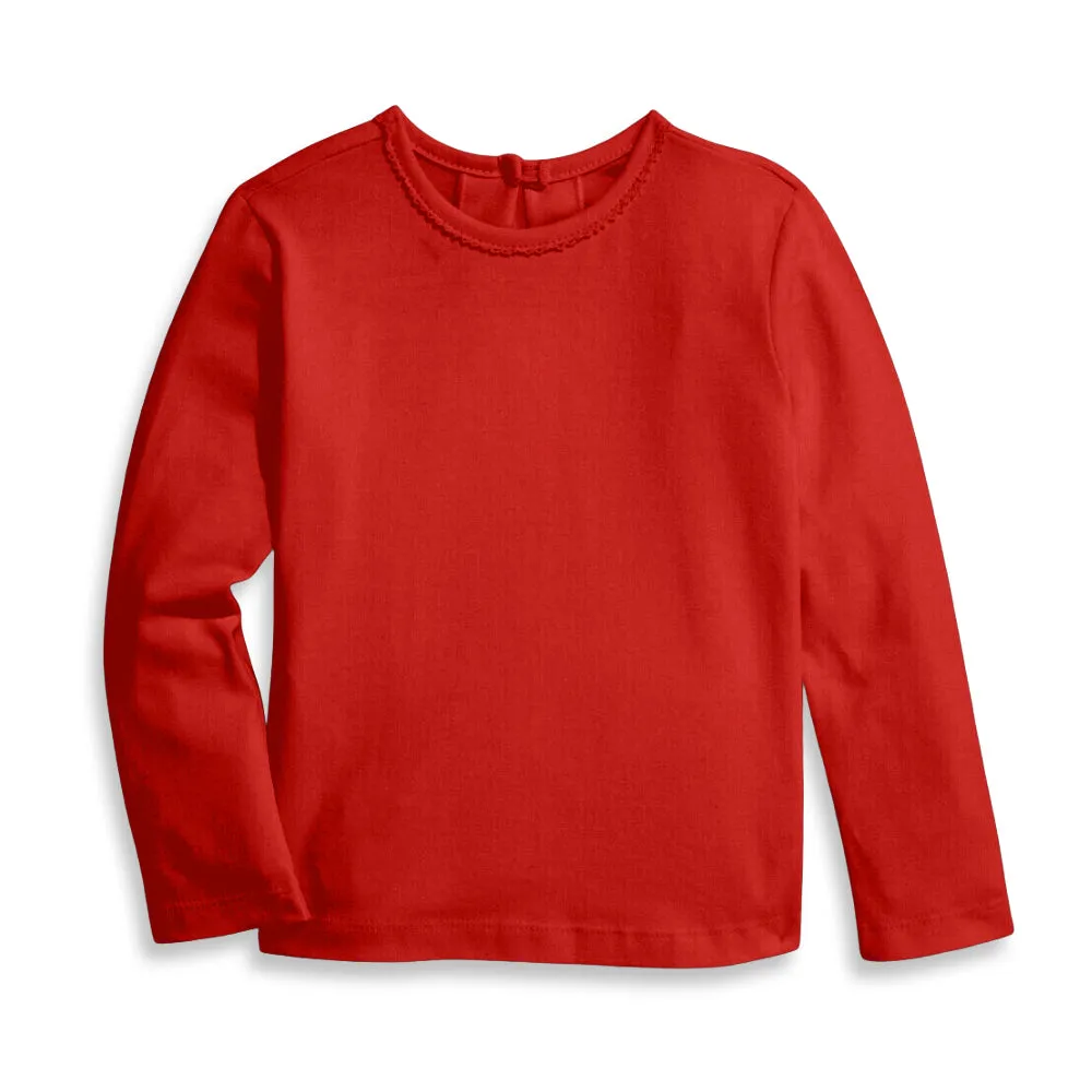 Long Sleeve Girl's Pima Everyday Tee -- Red