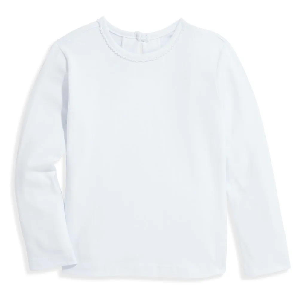 Long Sleeve Girl's Pima Everyday Tee -- White