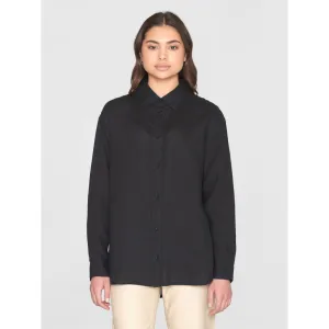 loose linen long sleeved shirt in black