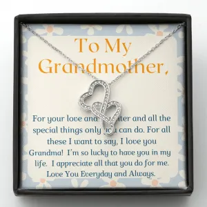 Lucky to have you in my life-Double Hearts Necklace for Grandmother