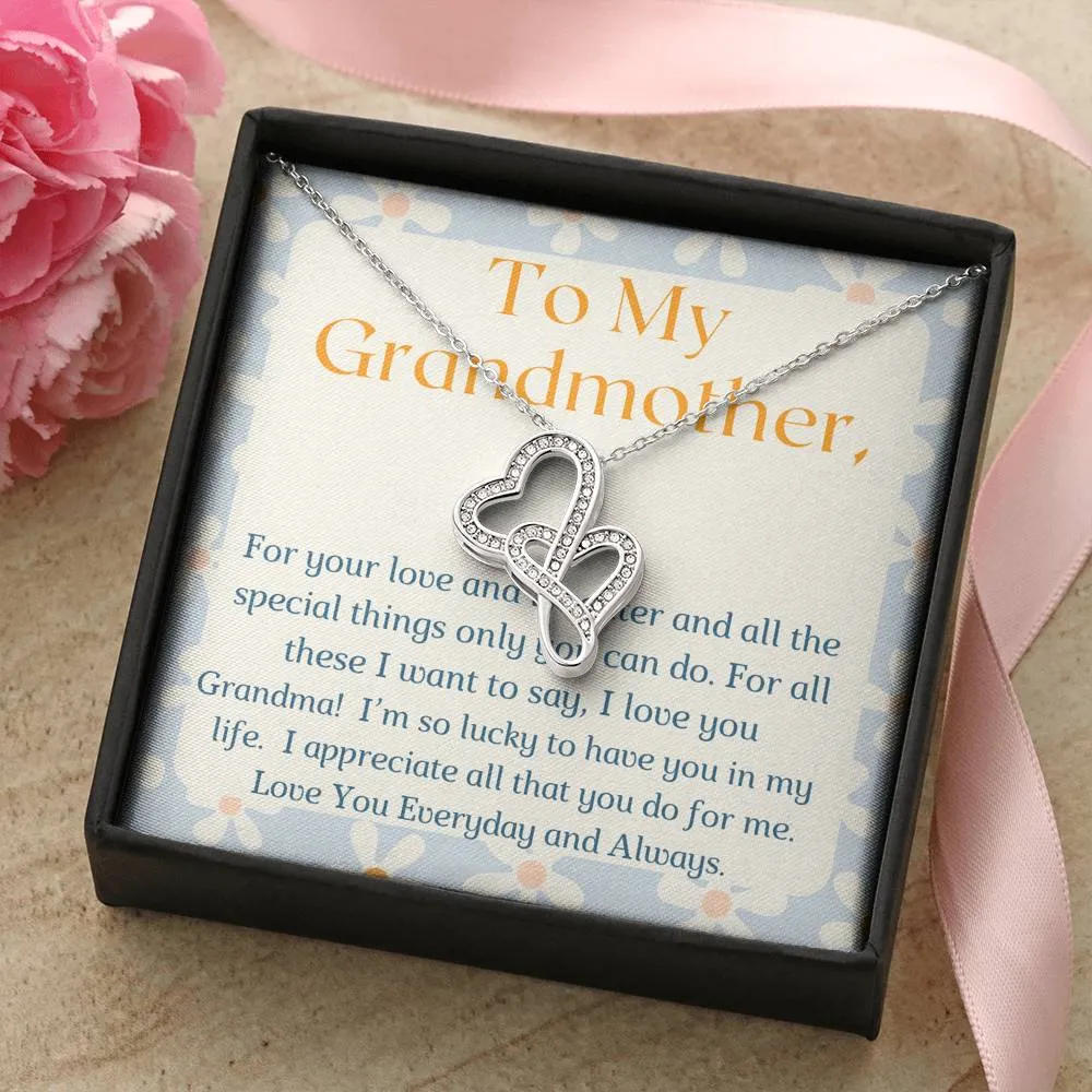 Lucky to have you in my life-Double Hearts Necklace for Grandmother
