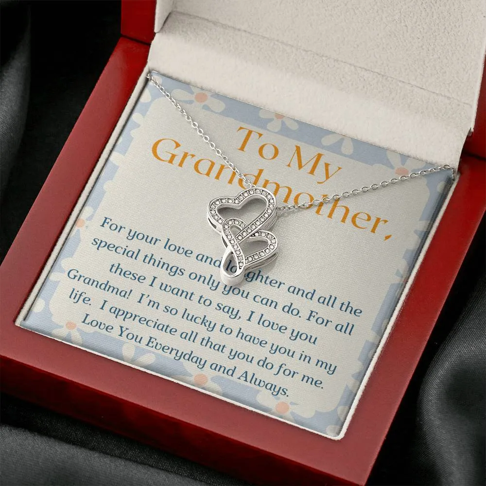 Lucky to have you in my life-Double Hearts Necklace for Grandmother