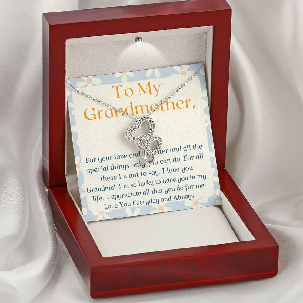 Lucky to have you in my life-Double Hearts Necklace for Grandmother
