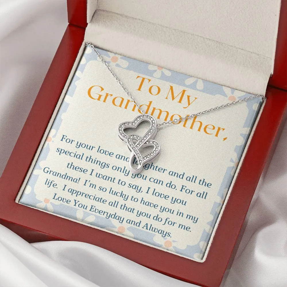 Lucky to have you in my life-Double Hearts Necklace for Grandmother