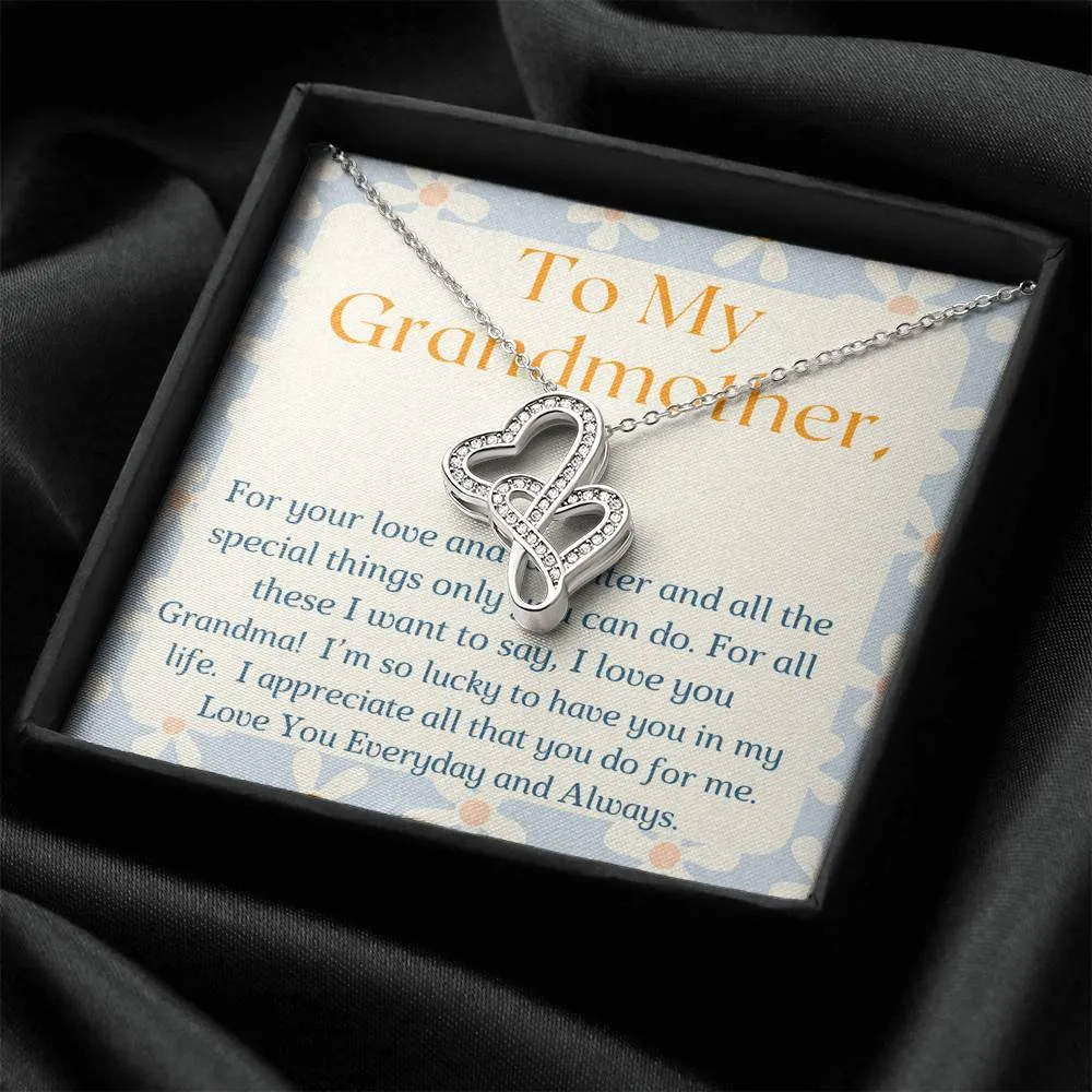 Lucky to have you in my life-Double Hearts Necklace for Grandmother