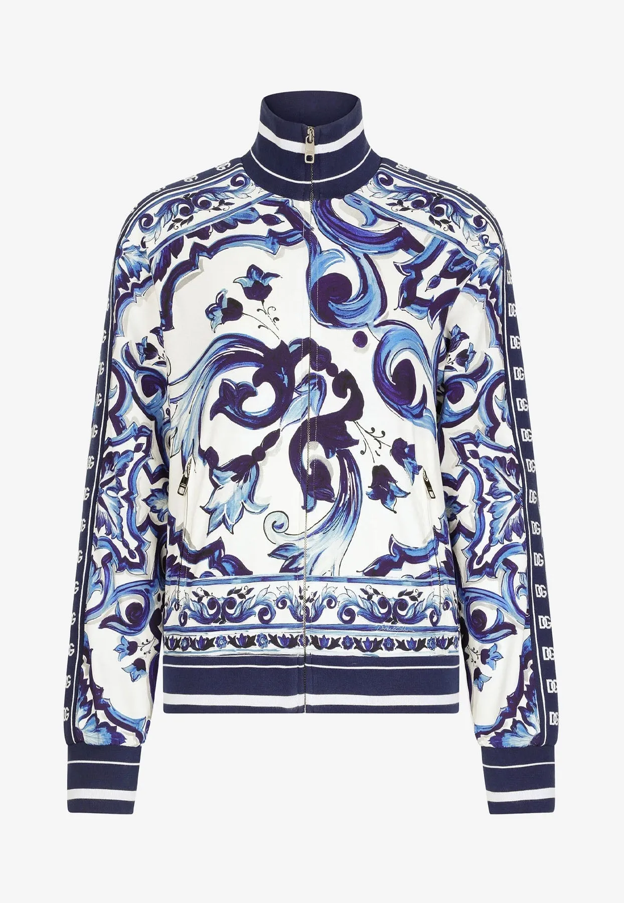 Majolica Print Zip-Up Track Jacket