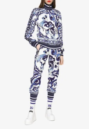 Majolica Print Zip-Up Track Jacket