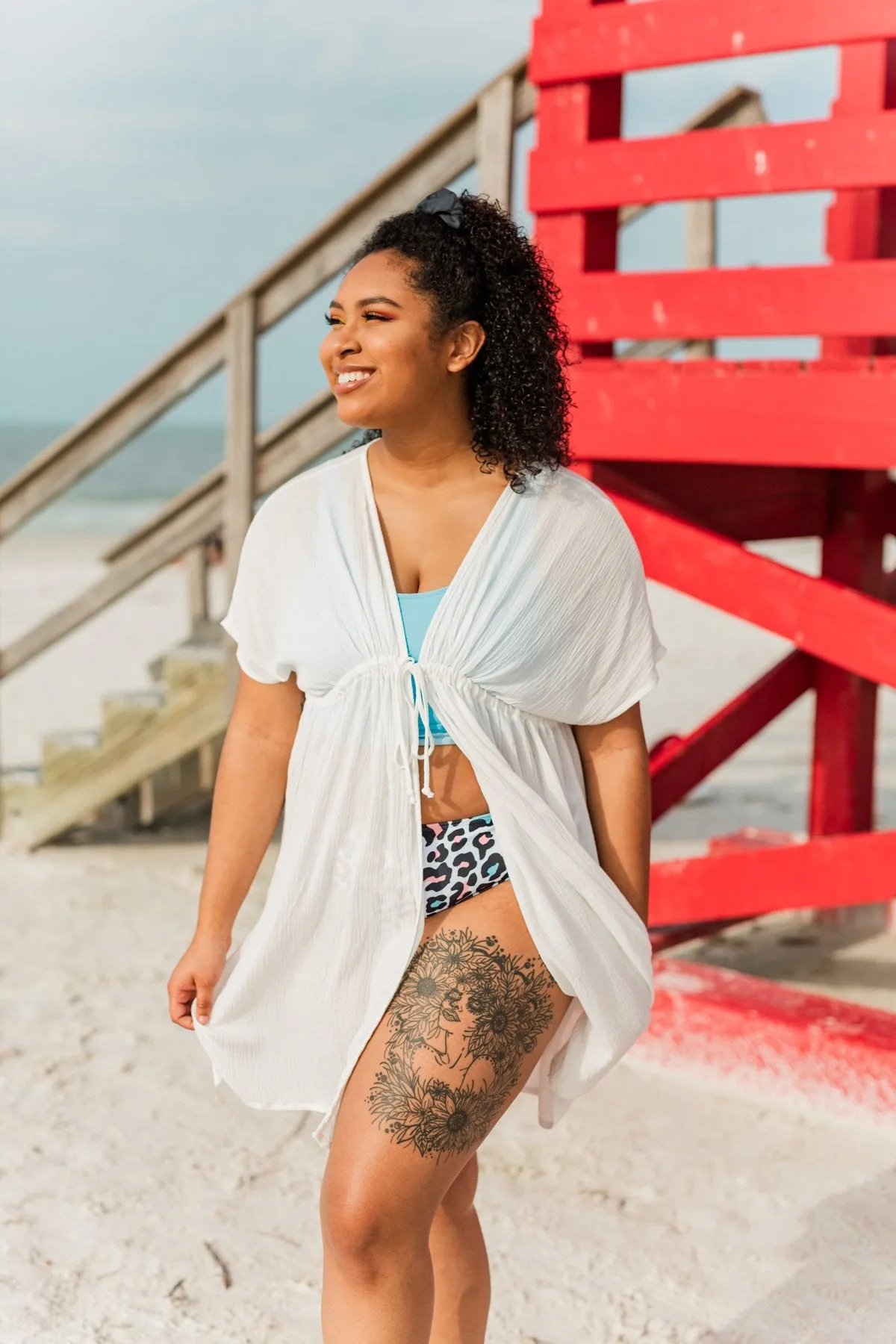Make Every Moment Count Tie Cover Up- Ivory