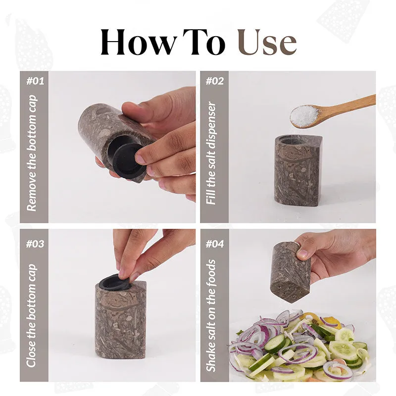 Marble Salt and Pepper Holders for Kitchen Countertop - Salt Shakers