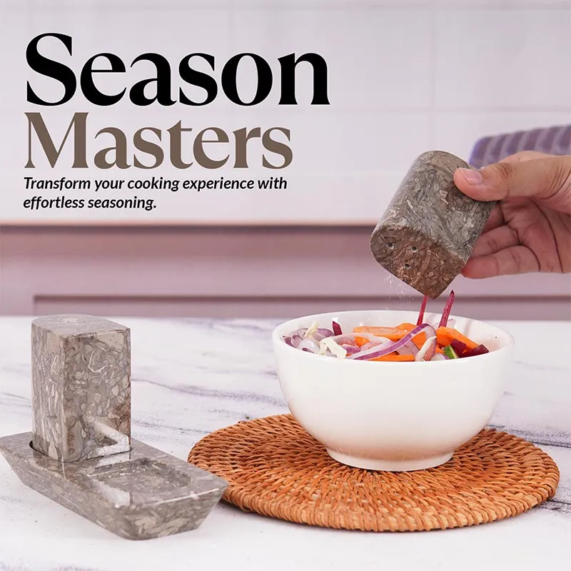 Marble Salt and Pepper Holders for Kitchen Countertop - Salt Shakers