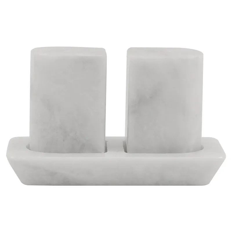 Marble Salt and Pepper Holders for Kitchen Countertop - Salt Shakers