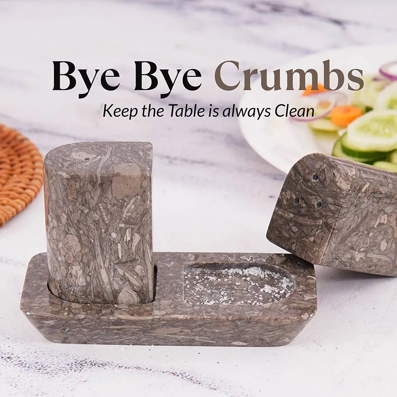 Marble Salt and Pepper Holders for Kitchen Countertop - Salt Shakers