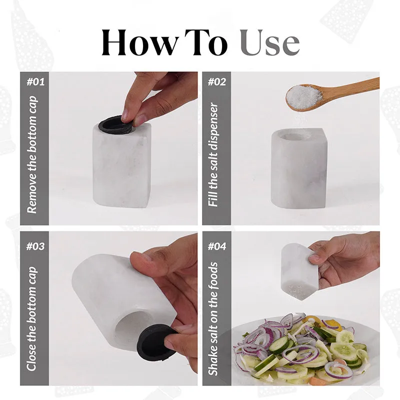 Marble Salt and Pepper Holders for Kitchen Countertop - Salt Shakers