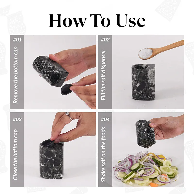 Marble Salt and Pepper Holders for Kitchen Countertop - Salt Shakers