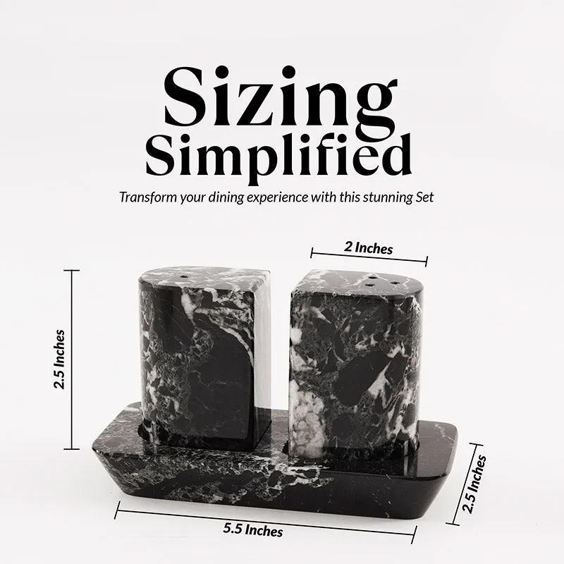 Marble Salt and Pepper Holders for Kitchen Countertop - Salt Shakers