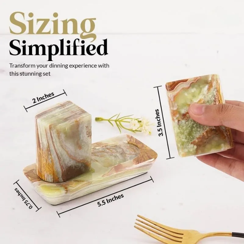 Marble Salt and Pepper Holders for Kitchen Countertop - Salt Shakers