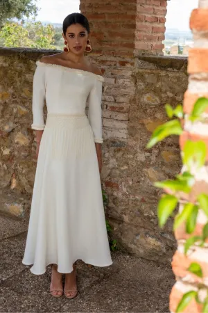 Matilde Cano Cocó Textured Off Shoulder Occasion Dress