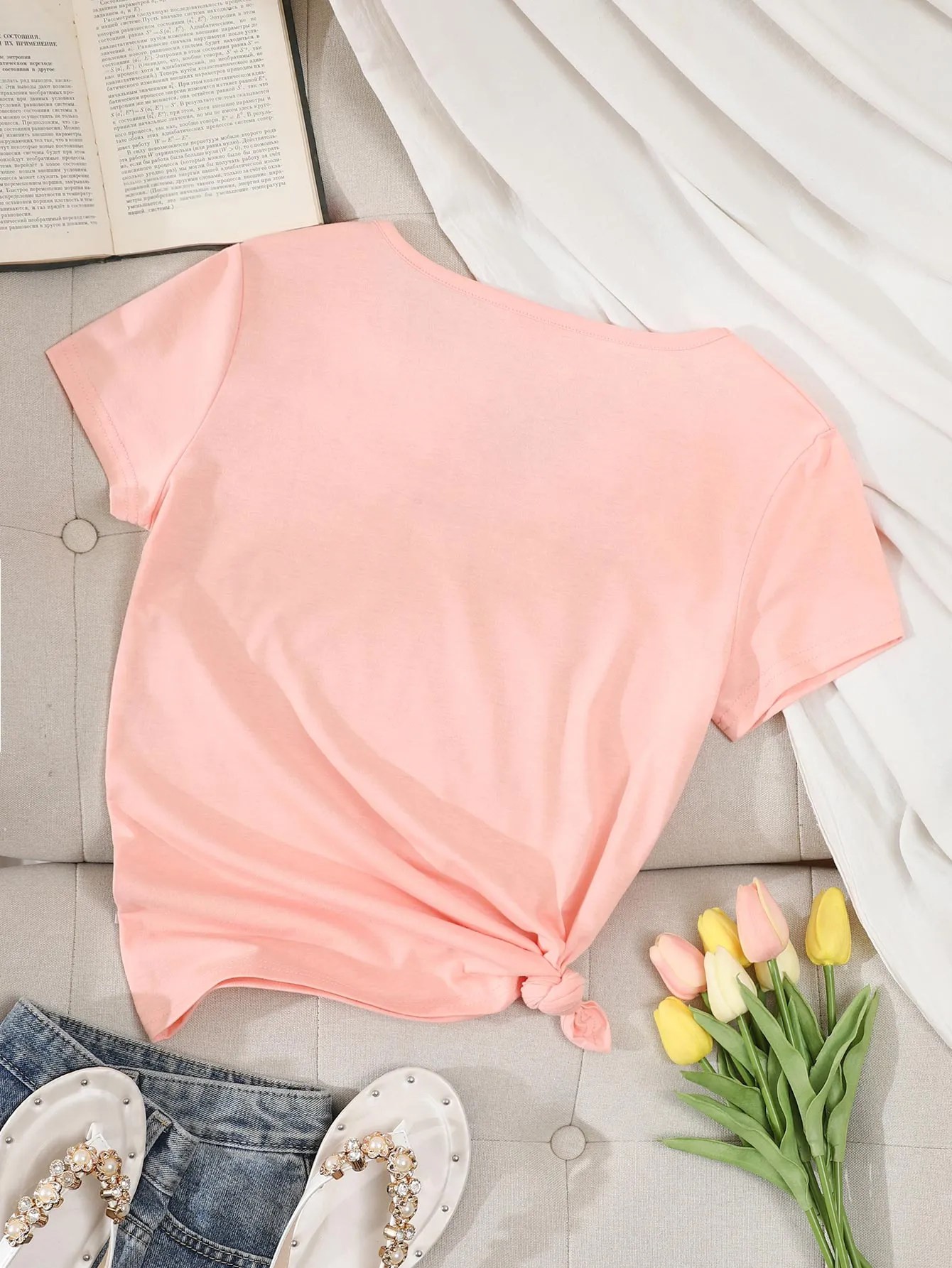 Men Solid V-neck Basic Tee