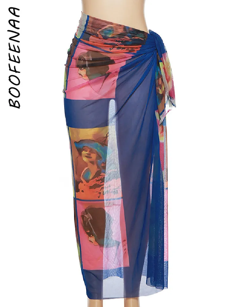Mesh Long Skirts Sarong Beach Wrap Skirt Cover Ups Vacation Summer Party Outfits