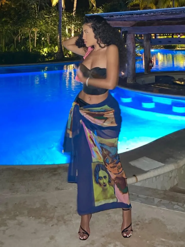 Mesh Long Skirts Sarong Beach Wrap Skirt Cover Ups Vacation Summer Party Outfits