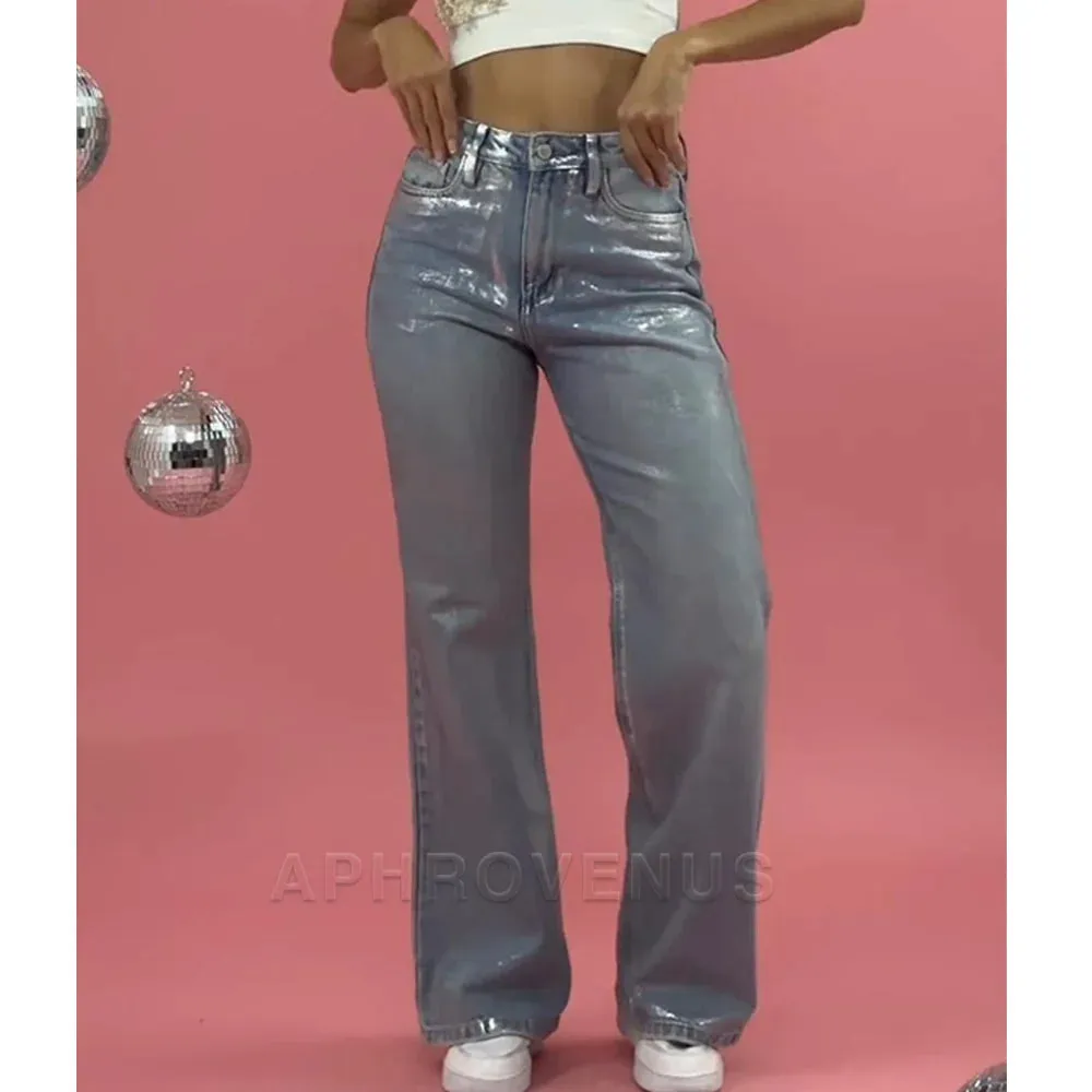 Metallic Straight Leg Pants | Dreamofthe90s