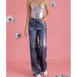 Metallic Straight Leg Pants | Dreamofthe90s