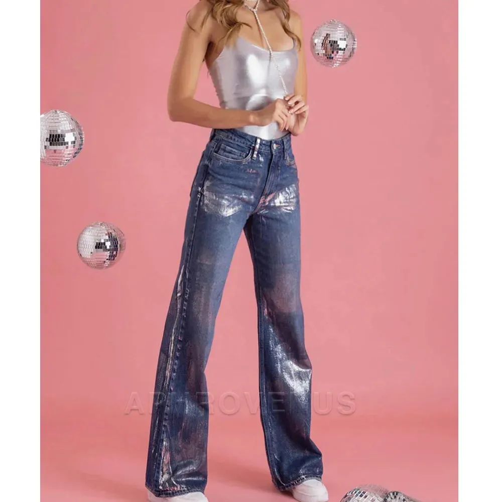 Metallic Straight Leg Pants | Dreamofthe90s