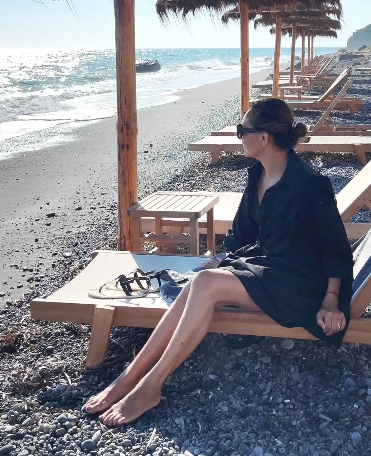 MIDI BUTTON DOWN DRESS - BLACK