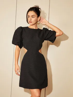 Mini Dress With Waist Cut Out Detail