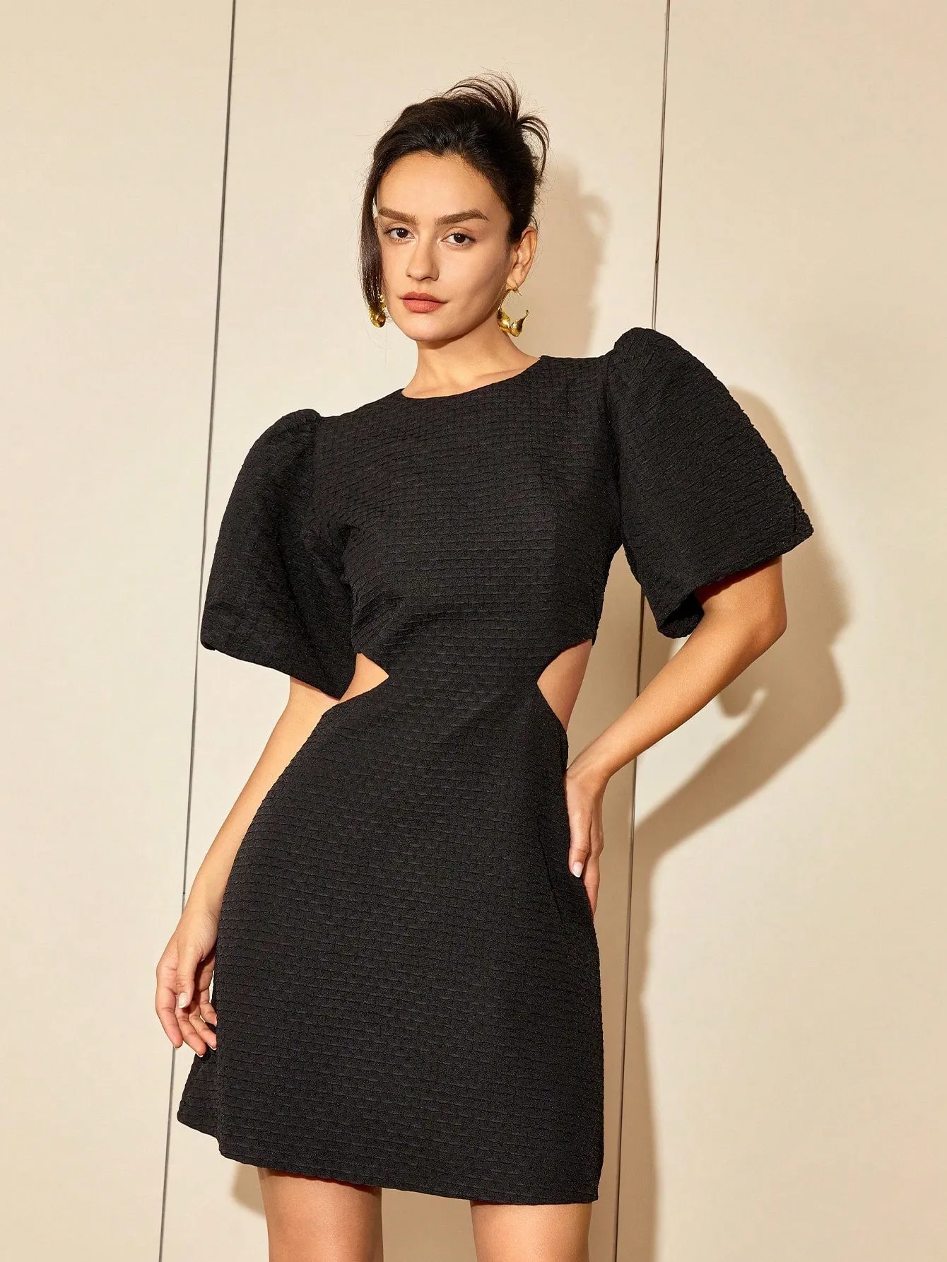 Mini Dress With Waist Cut Out Detail