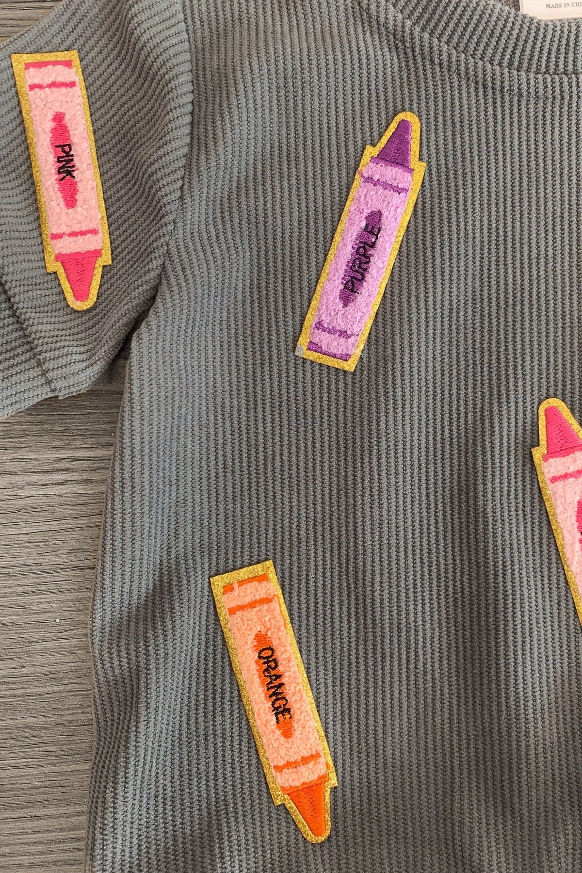 Mom & Me - Gray Corduroy Crayon Top
