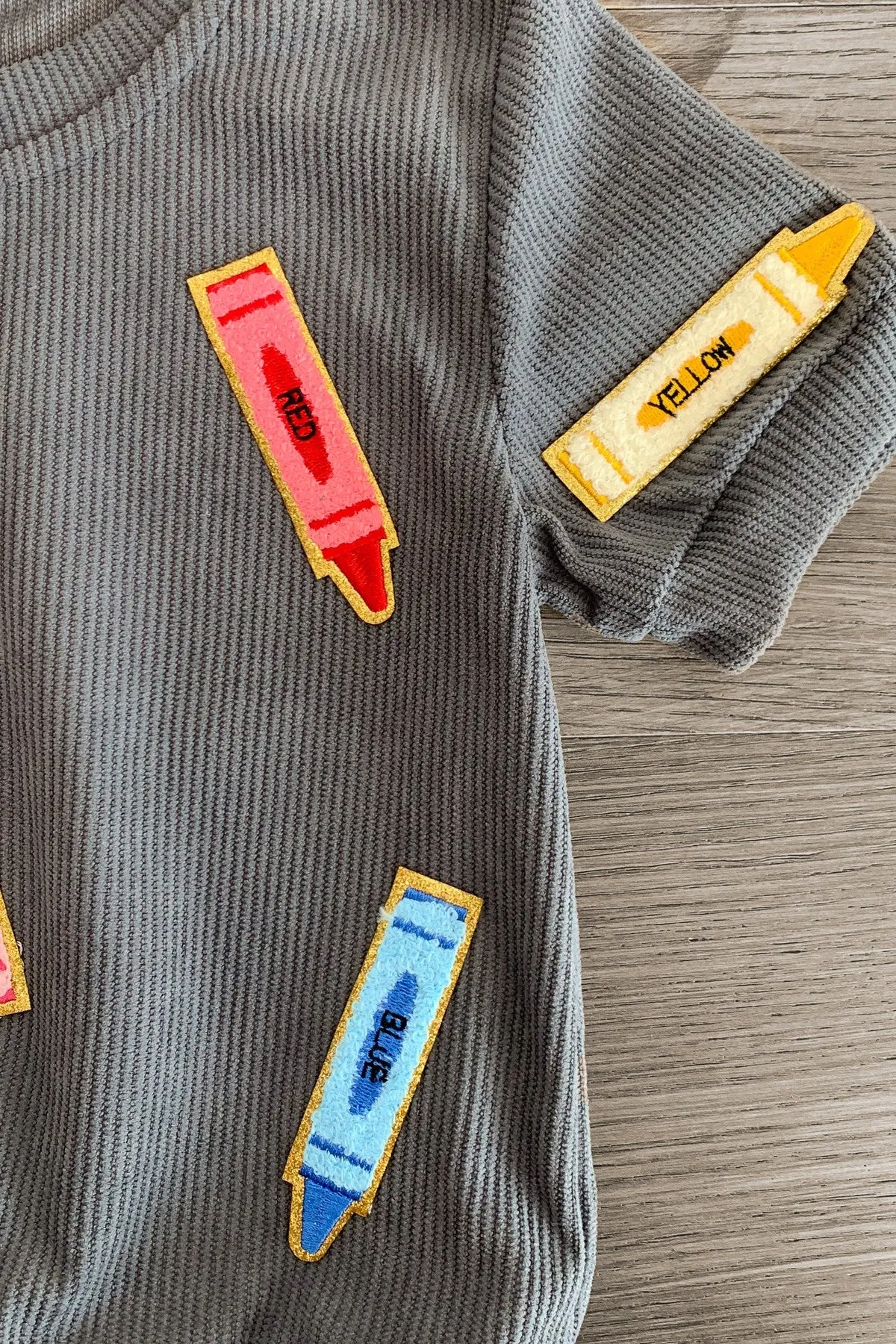Mom & Me - Gray Corduroy Crayon Top