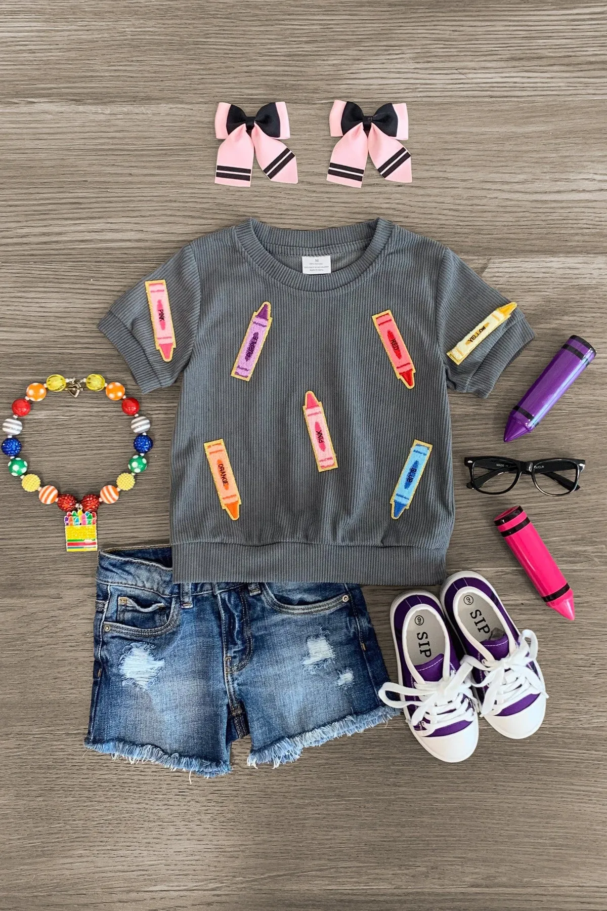 Mom & Me - Gray Corduroy Crayon Top