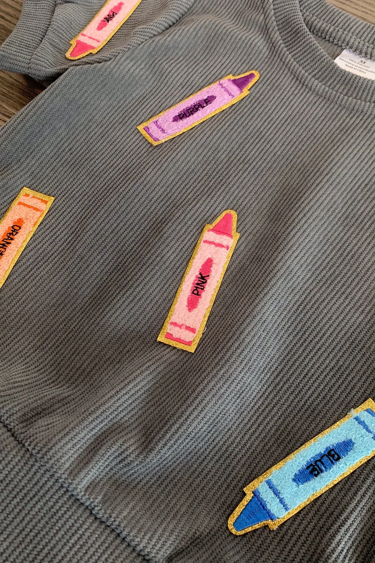 Mom & Me - Gray Corduroy Crayon Top